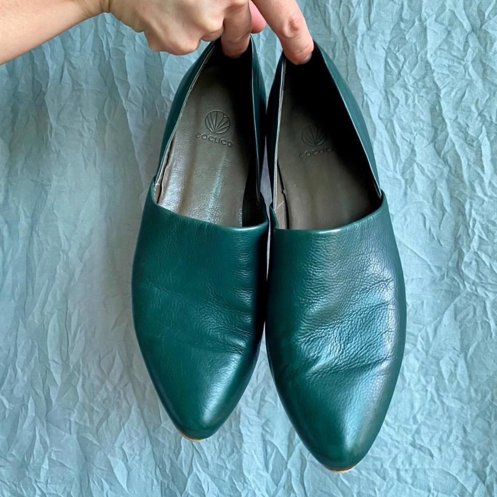 Coclico Women's Green Leather Shoes